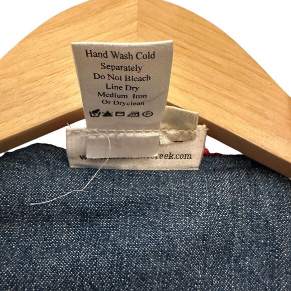 Coldwater Creek Denim Embroidered Snap Art to Wear Short Lightweight Jacket M - Picture 3 of 7